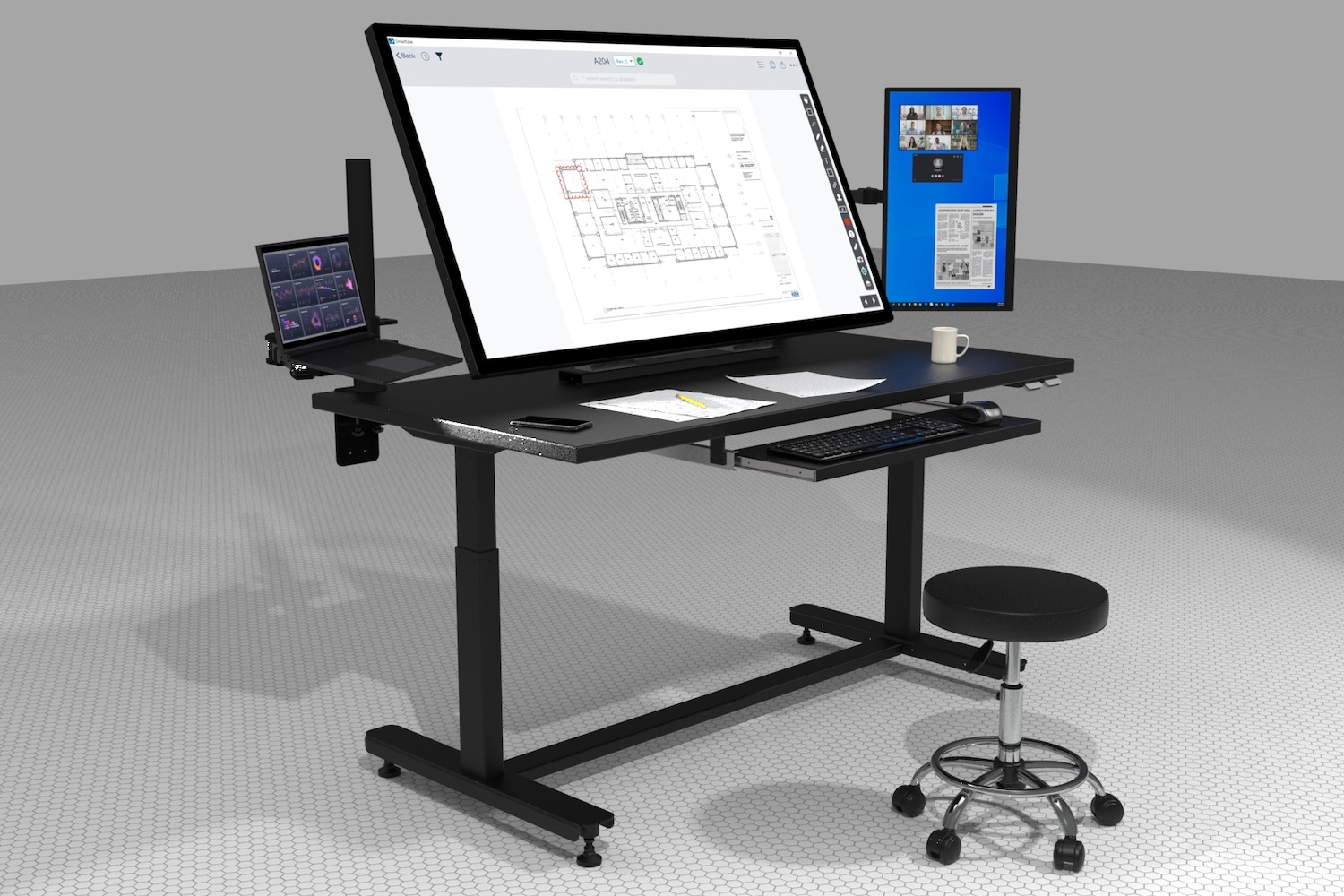 lift and tilt plan review touch table